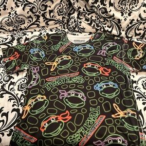 Nickelodeon Neon Turtles Tee with Black Base Men’s